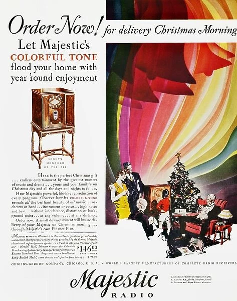 MAJESTIC RADIO AD, 1929. American magazine advertisement, 1929