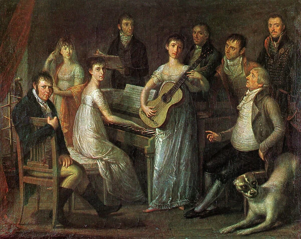 MALFATTI FAMILY, c1810. Concert at the Malfattis; Therese at the piano and Anna with the guitar