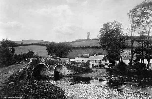 MALMSMEAD BRIDGE, c1900. A stone bridge crossing Badgworthy Water in the hamlet of Malmsmead