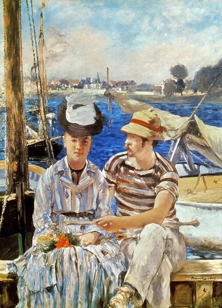 MANET: BOATERS, 1874. Argenteuil, The Boaters. Oil on canvas by Edouard Manet