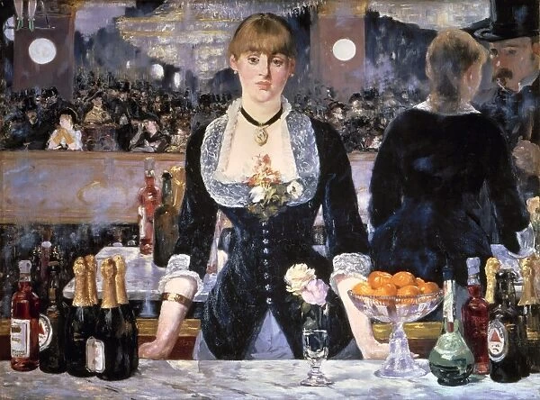 MANET: FOLIES-BERGERES. The Bar at Folies-Bergeres. Oil on canvas by Edouard Manet, 1881-82