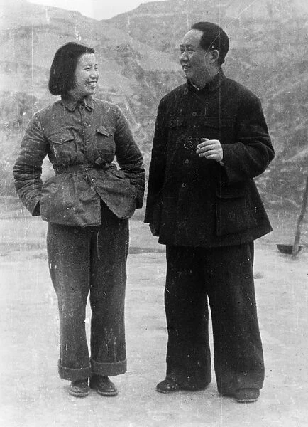 MAO TSE-TUNG (1893-1976). Chinese Communist leader. With his wife, Qing Jiang. Photograph