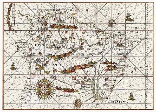 MAP: AMERICA, 1582. Map of South America by Juan Martinez, 1582