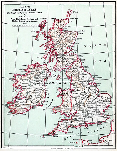MAP: BRITISH ISLES, c1890. Map of the British Isles, c1890, by a German cartographer