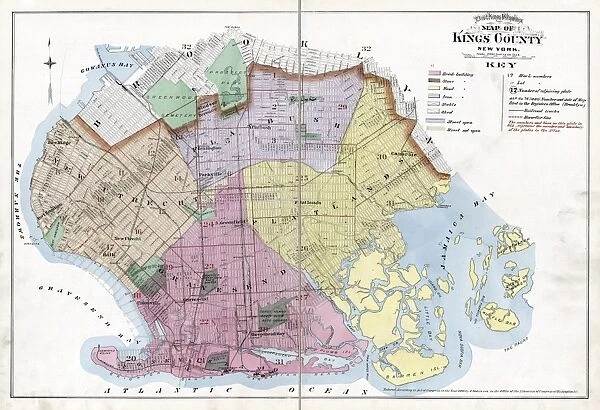 MAP: BROOKLYN, 1890. Map of Kings County, New York. Lithograph, 1890