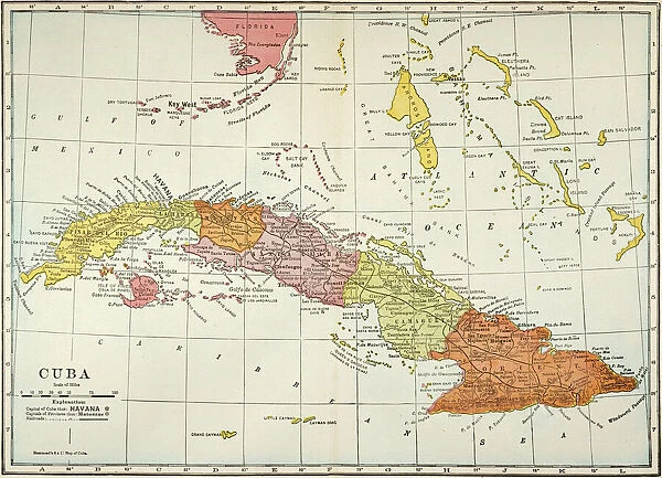 MAP: CUBA, 1900. Map of Cuba printed in the United States, c1900