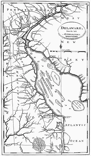 MAP OF DELAWARE, 1795. William Barkers map of Delaware, first published in Carey s