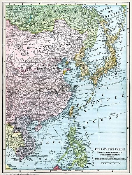 MAP: EAST ASIA, 1907. Map of East Asia, 1907, published in the United States