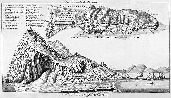 MAP OF GIBRALTAR. English line engraving, early 19th century