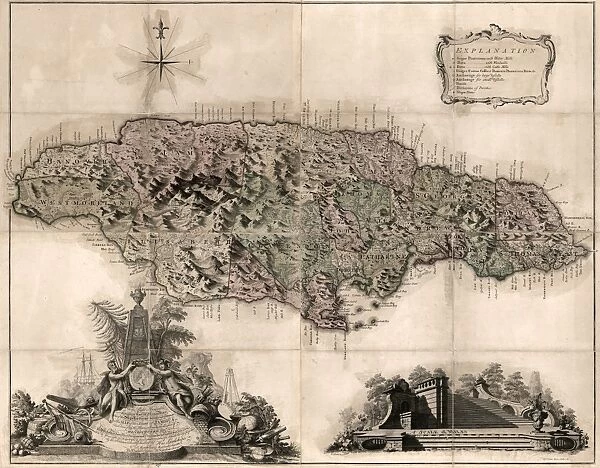 MAP: JAMAICA, 1763. British map of the island of Jamaica, published 1763