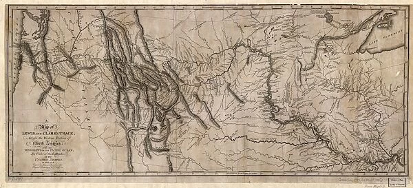 MAP: LEWIS AND CLARK, 1814. A map tracing the progress of the 1804 Lewis and Clark