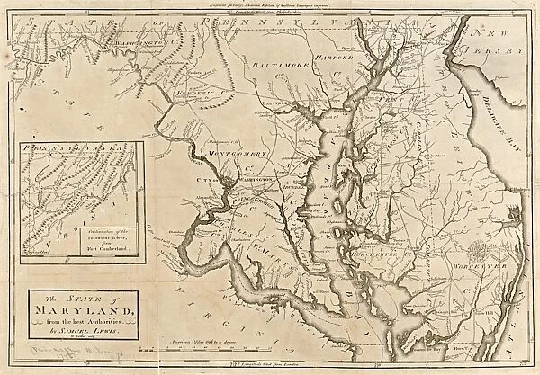 MAP: MARYLAND, 1795. The State Of Maryland From The Best Authorities. Map by Lewis Samuel