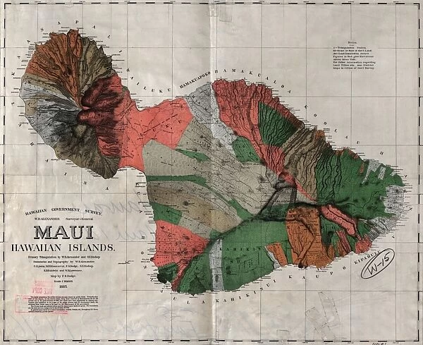 MAP: MAUI, 1885. Map of Maui, Hawaiian Islands. Map by F. S. Dodge, 1885