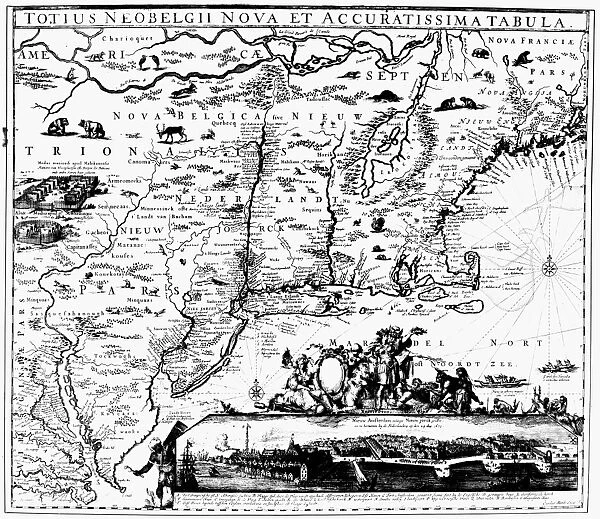 MAP OF NEW ENGLAND, c1674. Line engraving, c1674