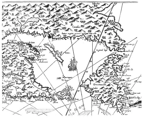 MAP OF NEW FRANCE, 1612. The easterly portion of Samuel de Champlains 1612 map
