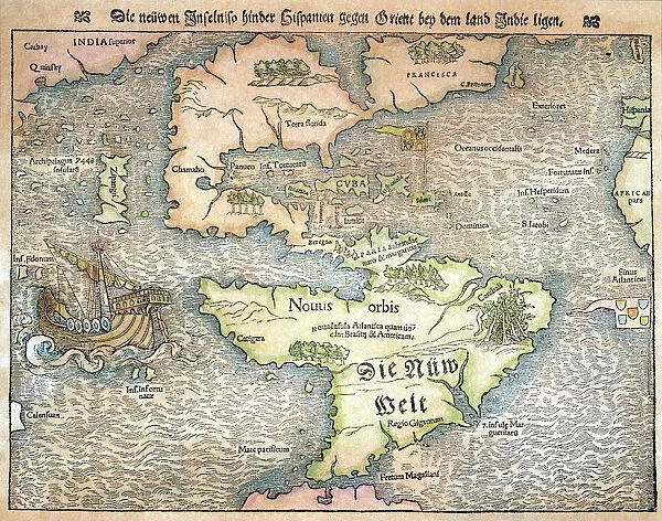 MAP OF THE NEW WORLD, 1544. From Sebastian Munsters Cosmographia