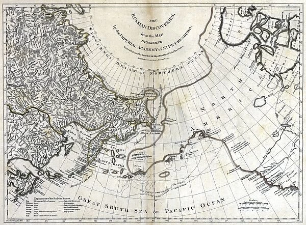 MAP: NORTH PACIFIC. The Russian discoveries from the map published by the Imperial Academy of St