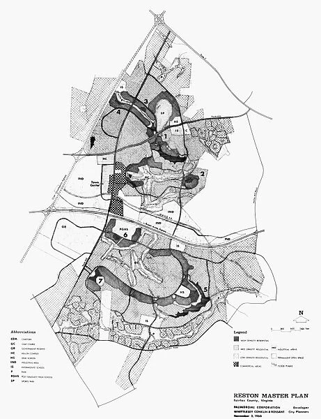 Map of the planned community of Reston, Virginia, 1966