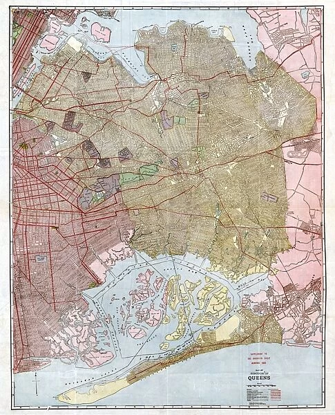 MAP: QUEENS, 1923. A map of the borough of Queens and its surroundings