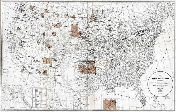 MAP: RESERVATIONS, 1888. Map showing the location of the Indian reservations within