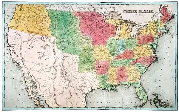 MAP: UNITED STATES, 1837. Engraved map of the United States, 1837, by T