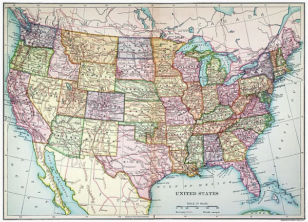 MAP: UNITED STATES, 1905. Map of the continental United States (excluding Alaska), 1905