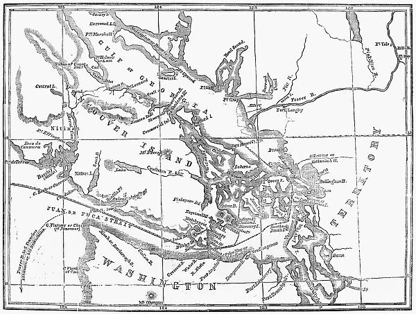MAP: VANCOUVER ISLAND, 1859. Map of Vancouver Island and Washington Territory