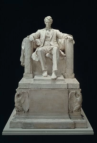 Marble statue of Abraham Lincoln by Daniel Chester French, in the Lincoln Memorial, Washington, D. C