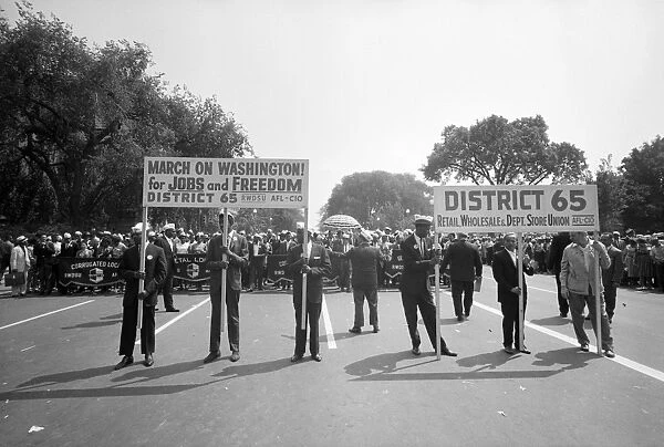 MARCH ON WASHINGTON, 1963. Union members carrying signs during the March on Washington