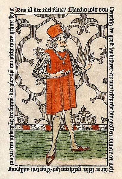 MARCO POLO (1254-1324). Woodcut from the Nuremberg (1477) edition of Marco Polo