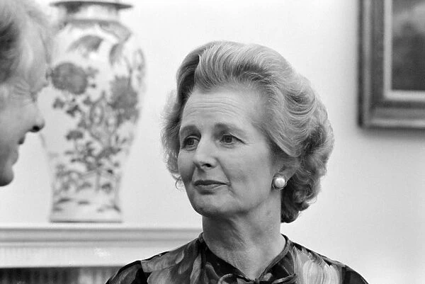 MARGARET THATCHER (1925-2013). English politician. As Conservative Party leader, meeting with U