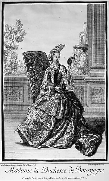 MARIE ADELAIDE OF SAVOY (1685-1712). Princess of Savoy and Piedmont and Duchess of Burgundy; mother of King Louis XV of France. Copper engraving, French, 1698, after a drawing by Jean Dieu de Saint-Jean