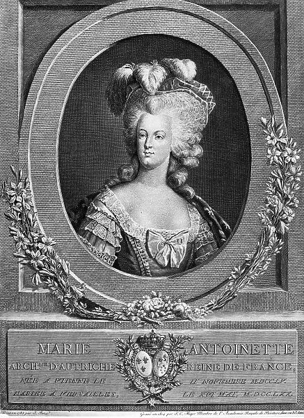 MARIE ANTOINETTE (1755-1793). Queen of France, 1774-1792. Copper engraving, 1814, after a painting, 1785, by Joseph Boze
