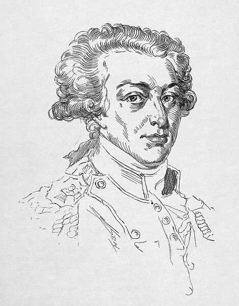 MARQUIS de LAFAYETTE (1757-1834). French soldier and statesman. Pen-and-ink drawing