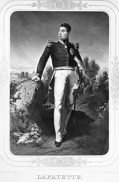 MARQUIS de LAFAYETTE (1757-1834). French soldier and statesman. Lithograph, American