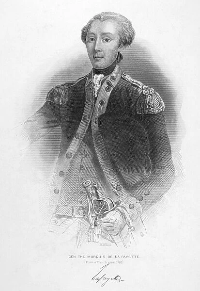 MARQUIS de LAFAYETTE (1757-1834). French soldier and statesman. Steel engraving, American, 19th century, after a French print of 1781