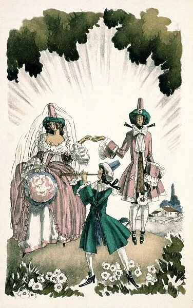 MARRIAGE OF CANDIDE. The marriage of Candide and Cunegonde. Illustration from Voltaires Candide