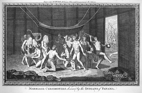 Marriage Ceremonies observed by the Indians of Panama. Copper engraving, English, late 18th century, for Dr. Richard Hurds Religious Rites & Ceremonies of All Nations