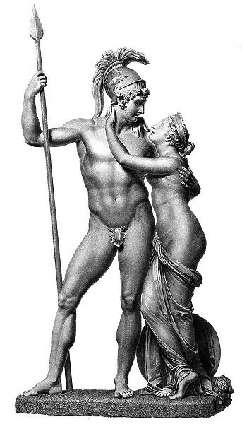 MARS AND VENUS. Steel engraving after the sculpture by Antonio Canova