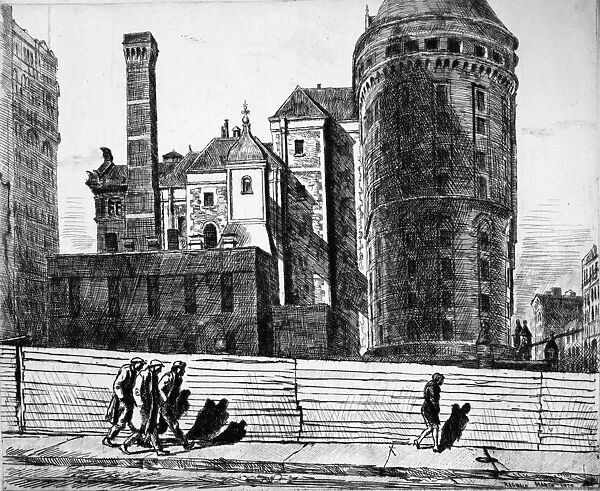 MARSH: THE TOMBS, 1929. The Tombs prison in New York City. Etching by Reginald Marsh