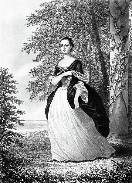 MARTHA WASHINGTON (1732-1801). Wife of George Washington. Engraving, 19th century