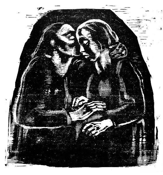 MARY AND ELIZABETH, 1928. Woodcut by Kathe Kollwitz. EDITORIAL USE ONLY