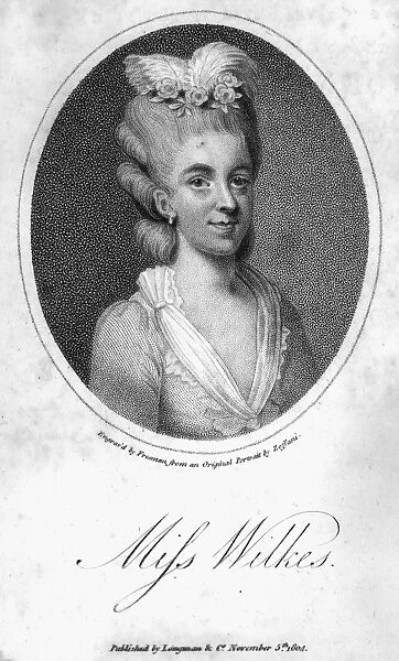 MARY WILKES (1750-1802). Daughter of the English politician, John Wilkes. Stipple engraving, 1804, after John Zoffany