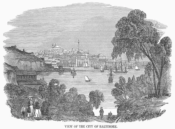 MARYLAND: BALTIMORE, 1851. View of the city of Baltimore, Maryland. Wood engraving, 1851