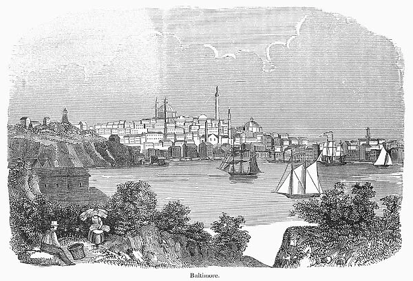 MARYLAND: BALTIMORE. View of Baltimore, Maryland. Line engraving, 19th century