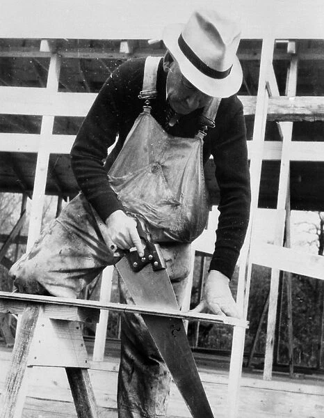 MARYLAND: CARPENTER, 1935. Carpenter working for the Berwyn Project, Berwyn, Maryland