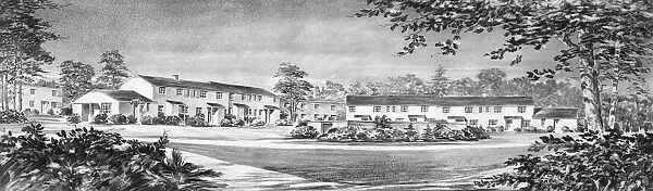 MARYLAND: ROW HOUSES. A panoramic view of a proposal for row houses, a part of