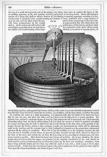 The Mash tun. Wood engraving, 1853