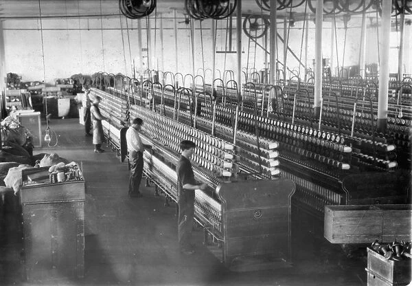 MASSACHUSETTS: MILL, 1916. Spooling room of a mill at Springfield, Massachusetts