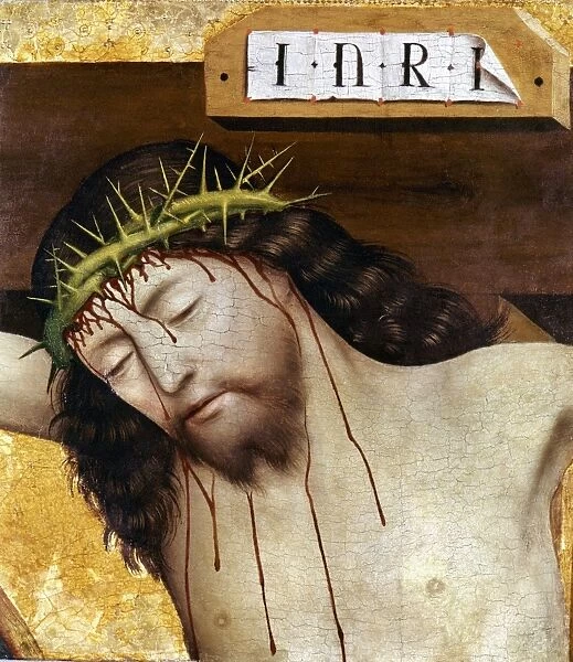 Master of Liesborn: Head of Christ on the Cross. Canvas. RESTRICTED OUTSIDE US